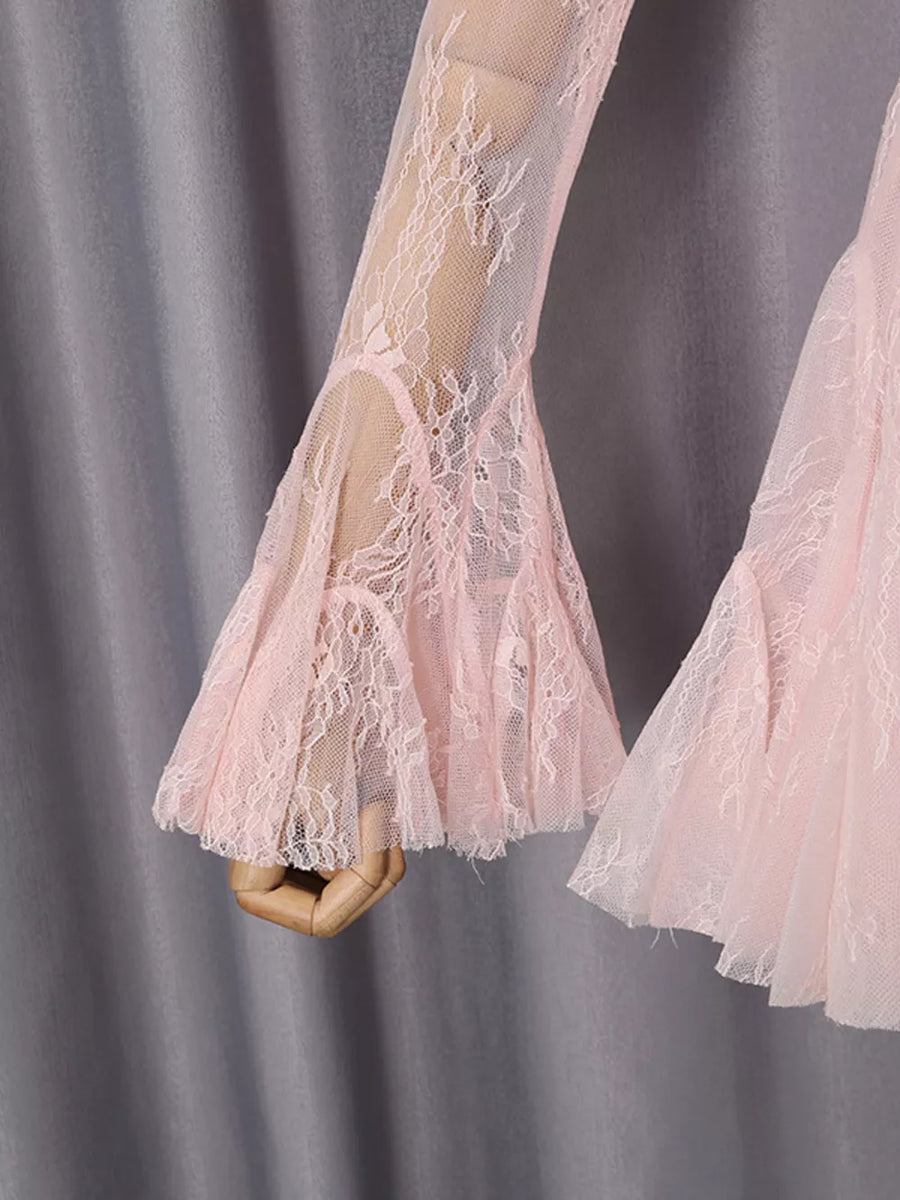 Lace Flare Sleeve Mini Dress option 10