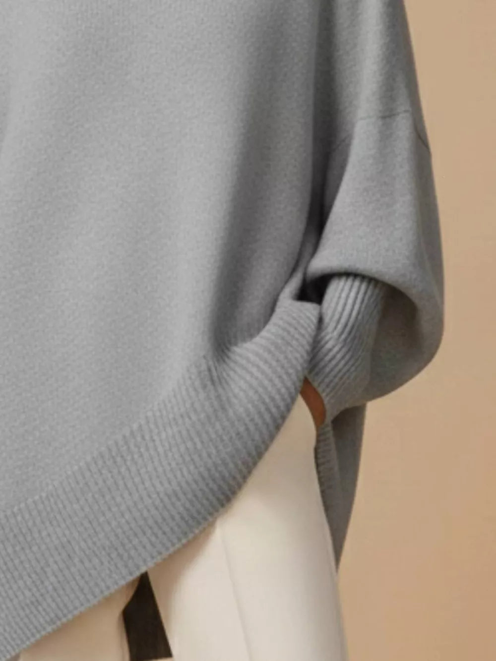 Navy pullover sweater with stretchy and dolman sleeve