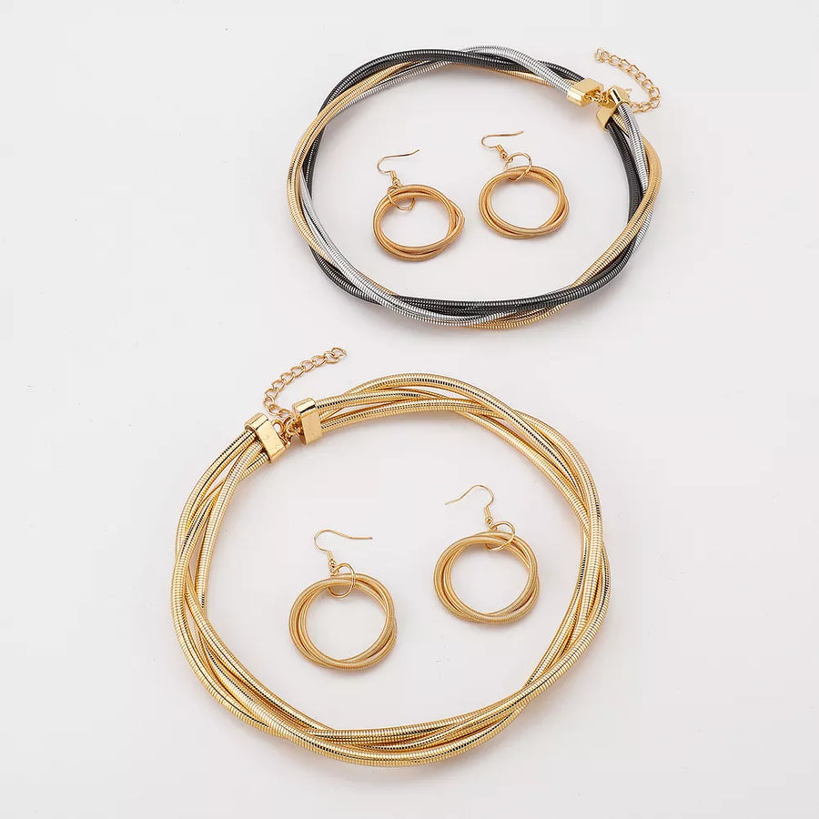 18K Gold-Plated, Iron, Silver-plated Care instructions: Avoid wearing during exe jewelry set in silver with layered