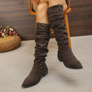 boots in taupe featuring point toe and slouchy fit