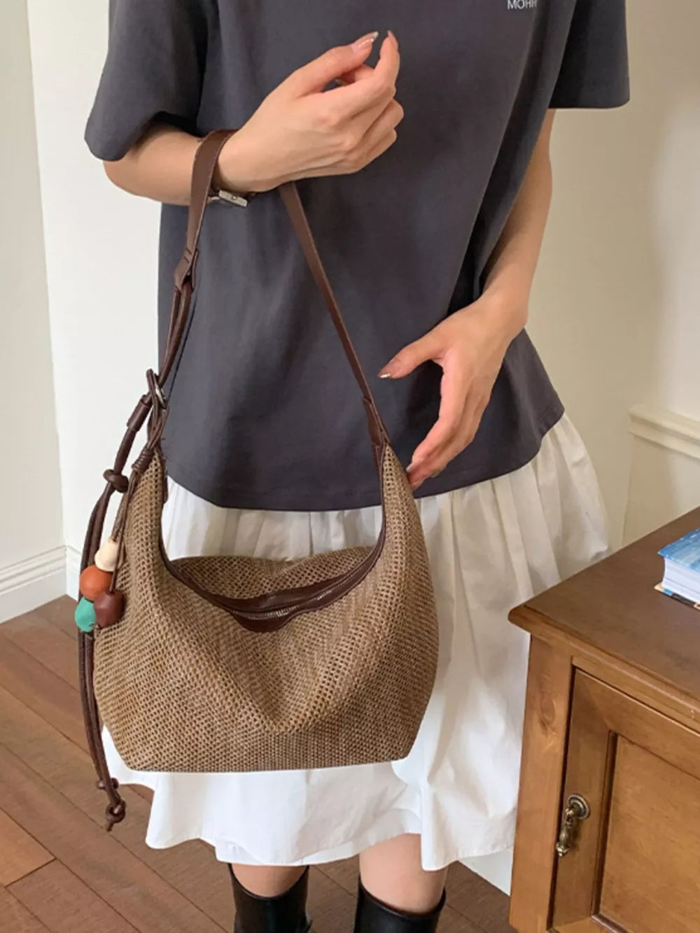 Sky Blue relaxed handbag with not applicable