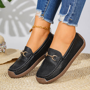 Classic Metal Bit Slip-On Loafers in Blue with metal bit embellishment
