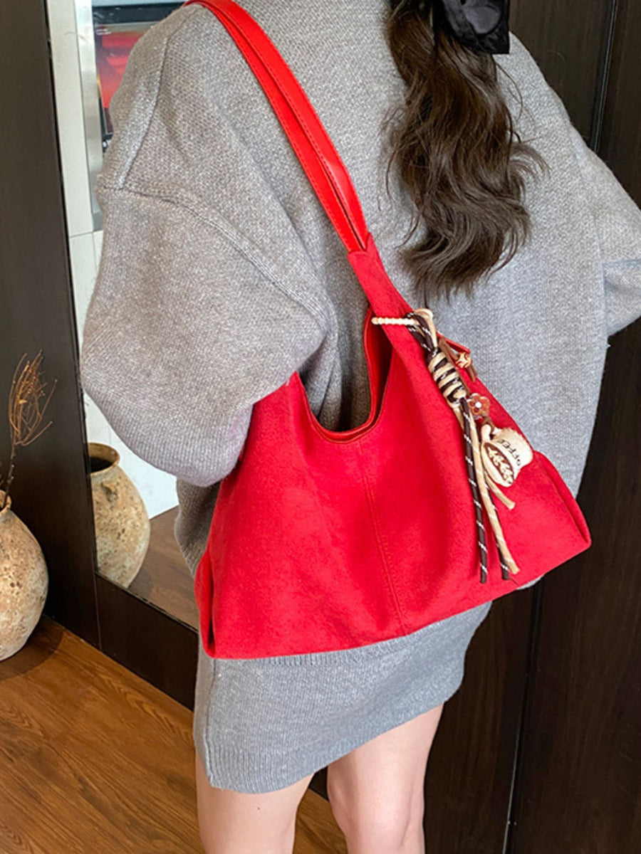 Suede Imported Size &amp shoulder bag in Yellow with relaxed silhouette