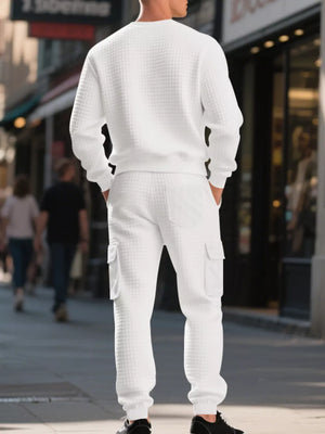 White lounge set with full-length and pullover
