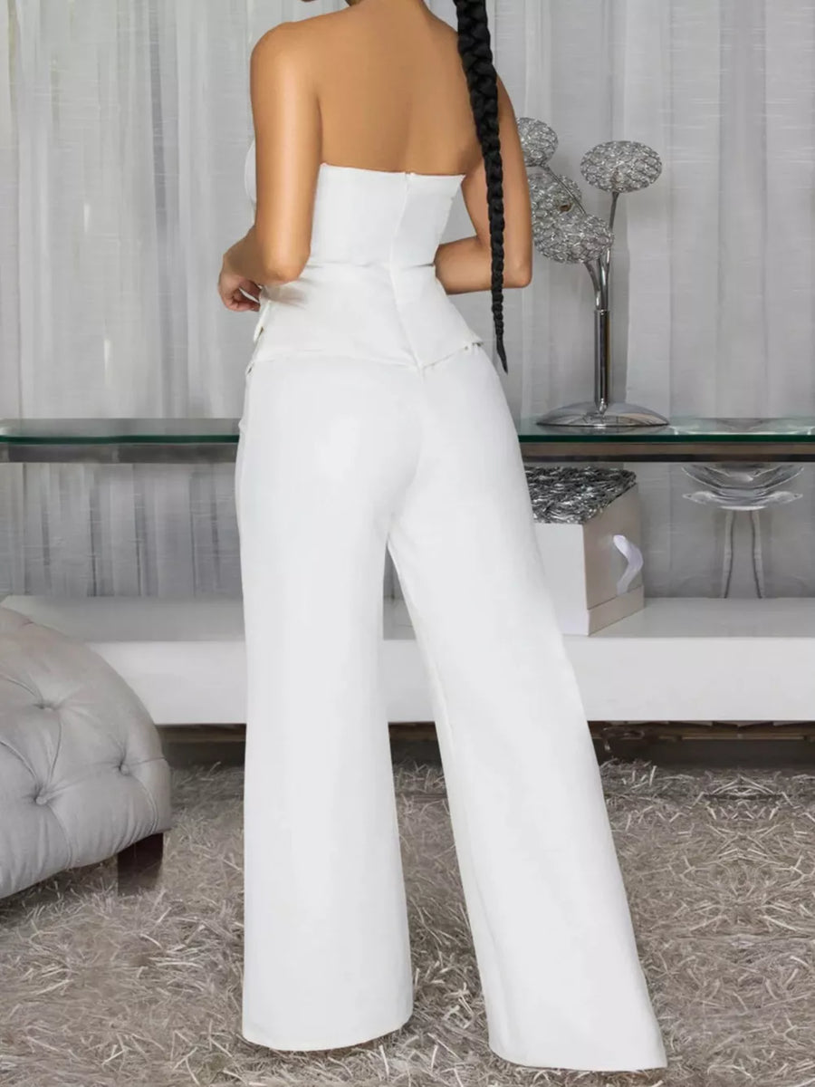 Tube Wide Leg Jumpsuit in White
