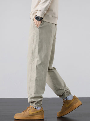 Men's Plus Size Casual Loose Fit Joggers in olive green with drawstring waist