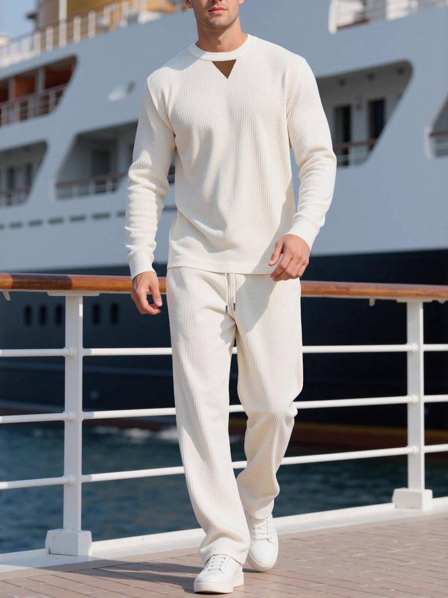 White pajama set with long sleeve and long sleeve