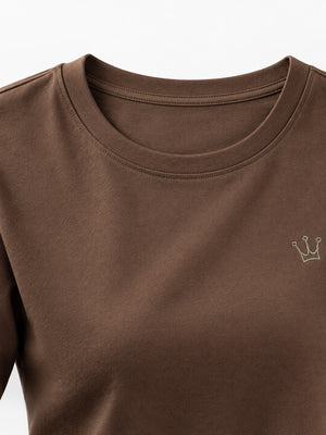 t-shirt in Dark Blue with embroidered and hip-length