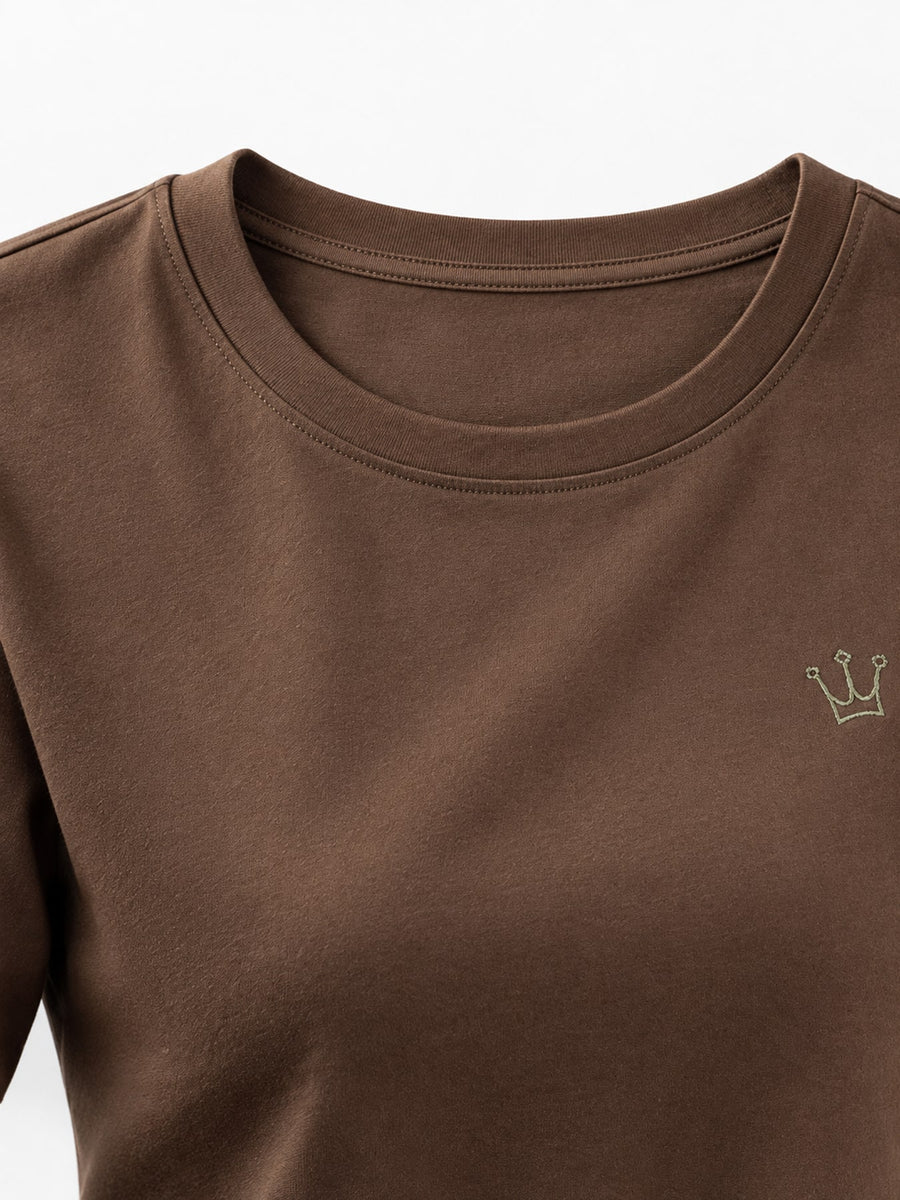 t-shirt in Dark Blue with embroidered and hip-length