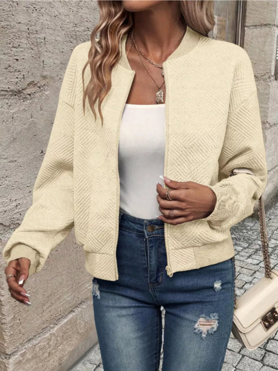 modern bomber jacket in White with collared