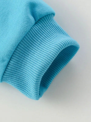 Baby blue cotton sweatshirt cuff detail