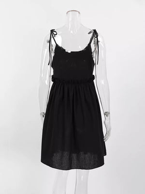 mini dress in Khaki Color with tied straps and mini