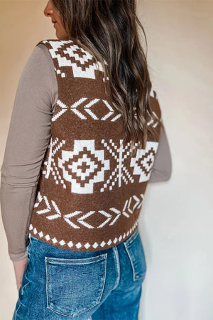 Western Geometric Sleeveless Knit Sweater Vest in this colorway