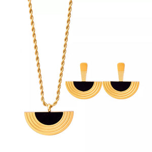 jewelry set in Ivory with geometric and gold-plated