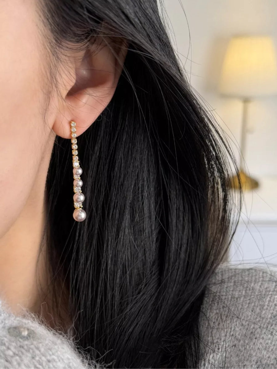 Synthetic Pearl,925 silver needle,Zircon Care instructions: Avoid wearing during earrings in clear with drop silhouette