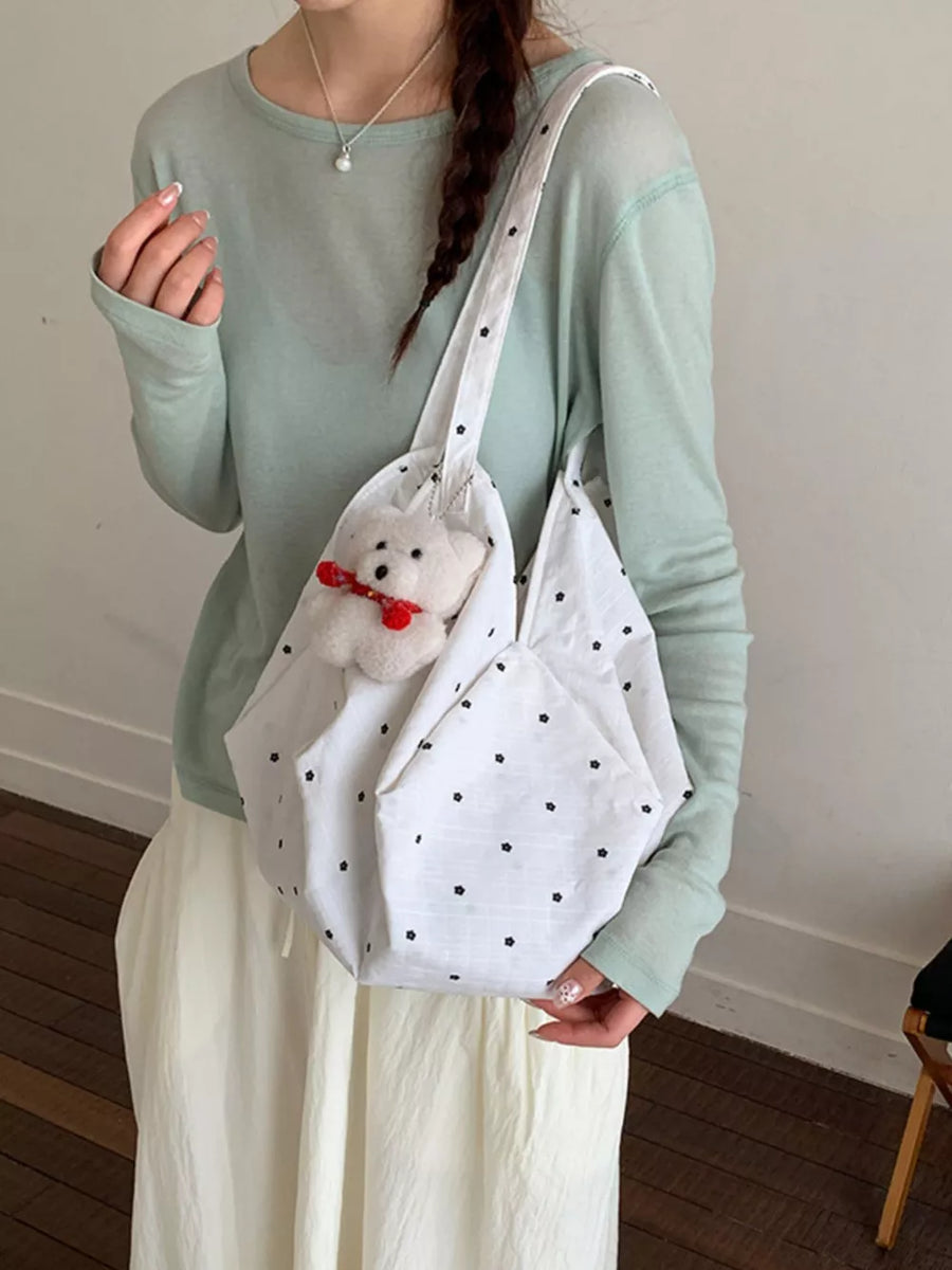 White with Polka Dot Shoulder Bag