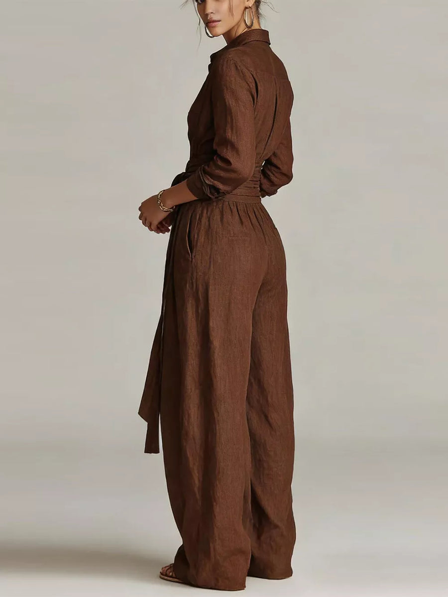 resort jumpsuit in White with collared