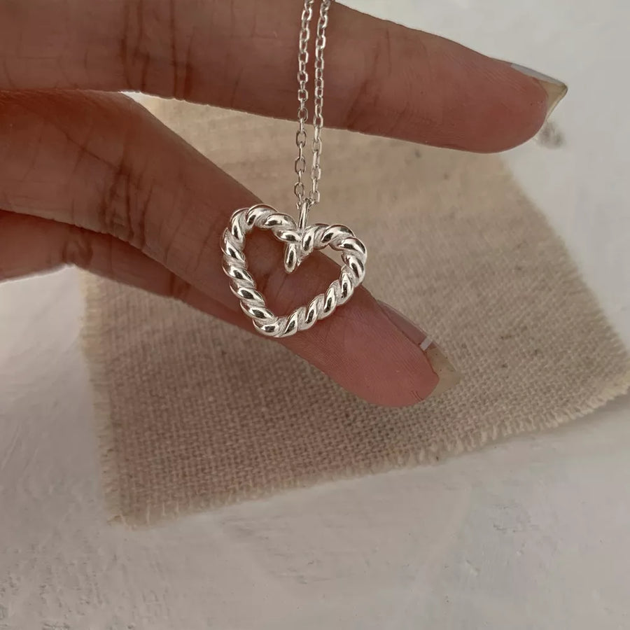 silver with necklace with heart pendant