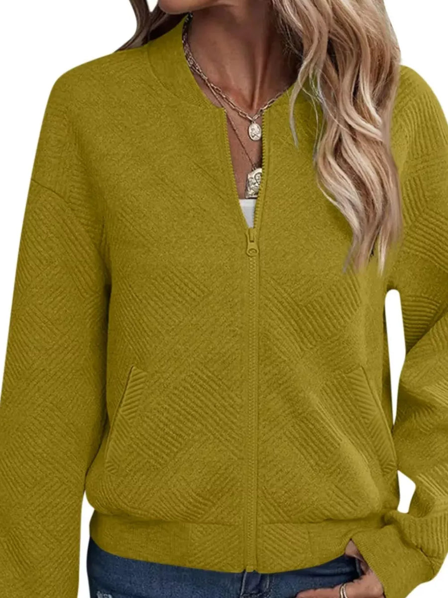 bomber jacket in light grey with ribbed and waist-length
