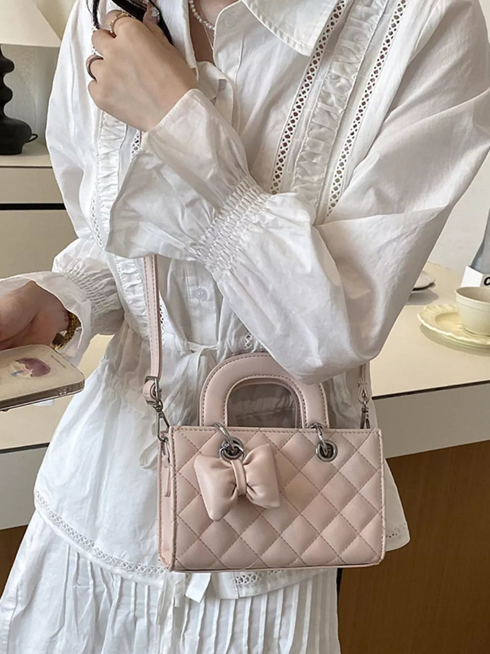 Blush Pink crossbody bag with mini and snap