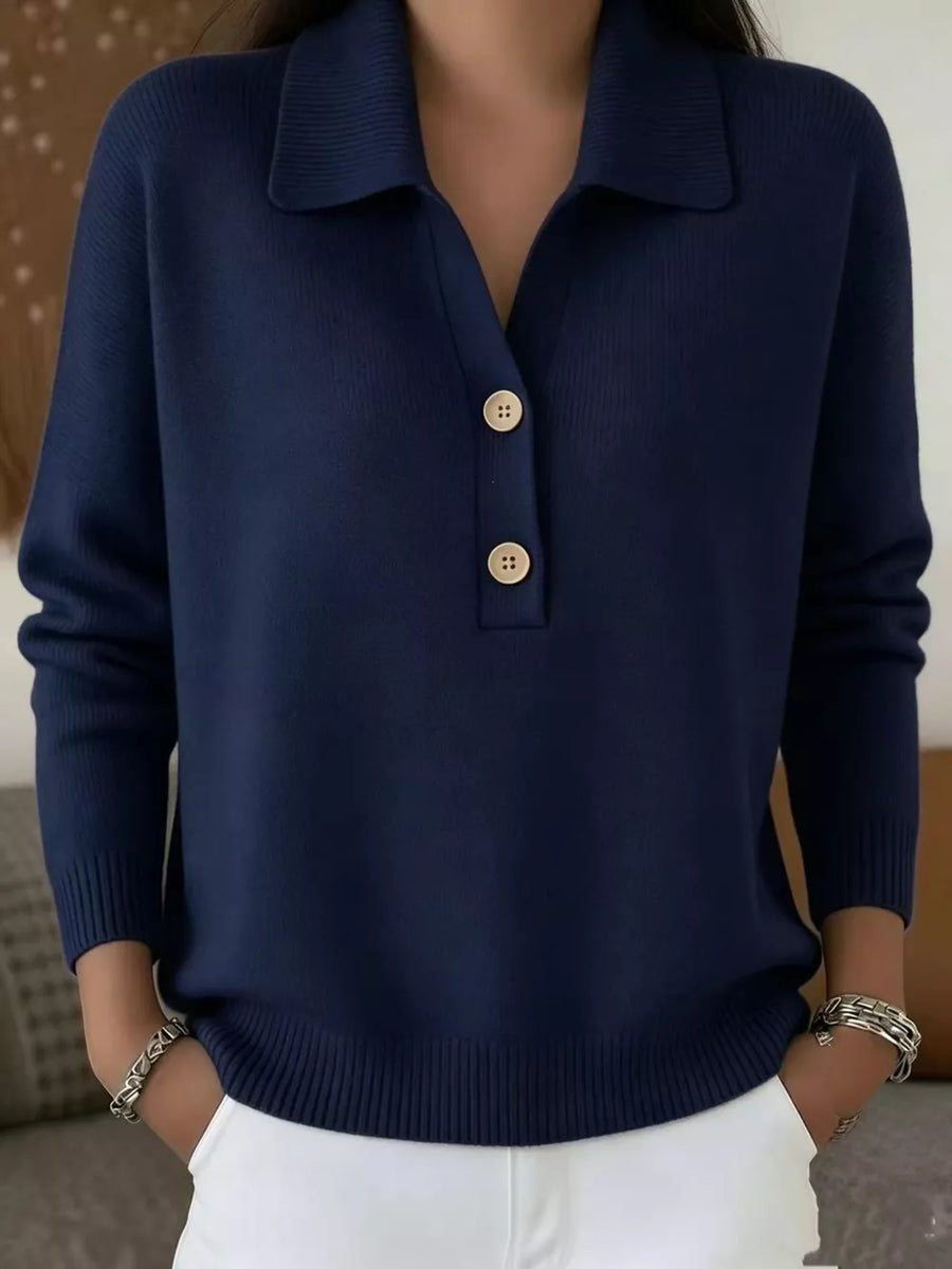 Full Size Button Detail Long Sleeve Sweater Plus in Orange-red, view 12