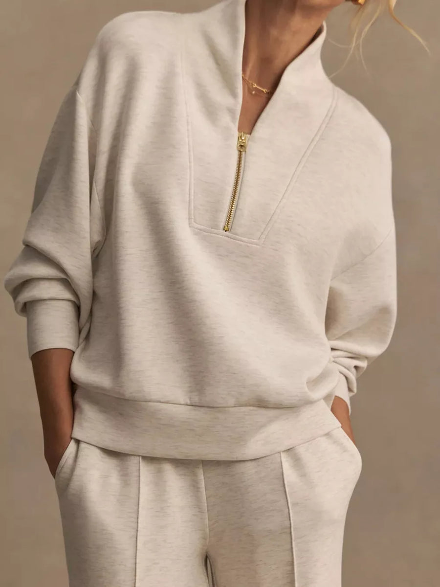 100% polyester Care instructions: Machine wash cold sweatshirt and wide-leg pants set in Apricot with relaxed top, wide-leg
