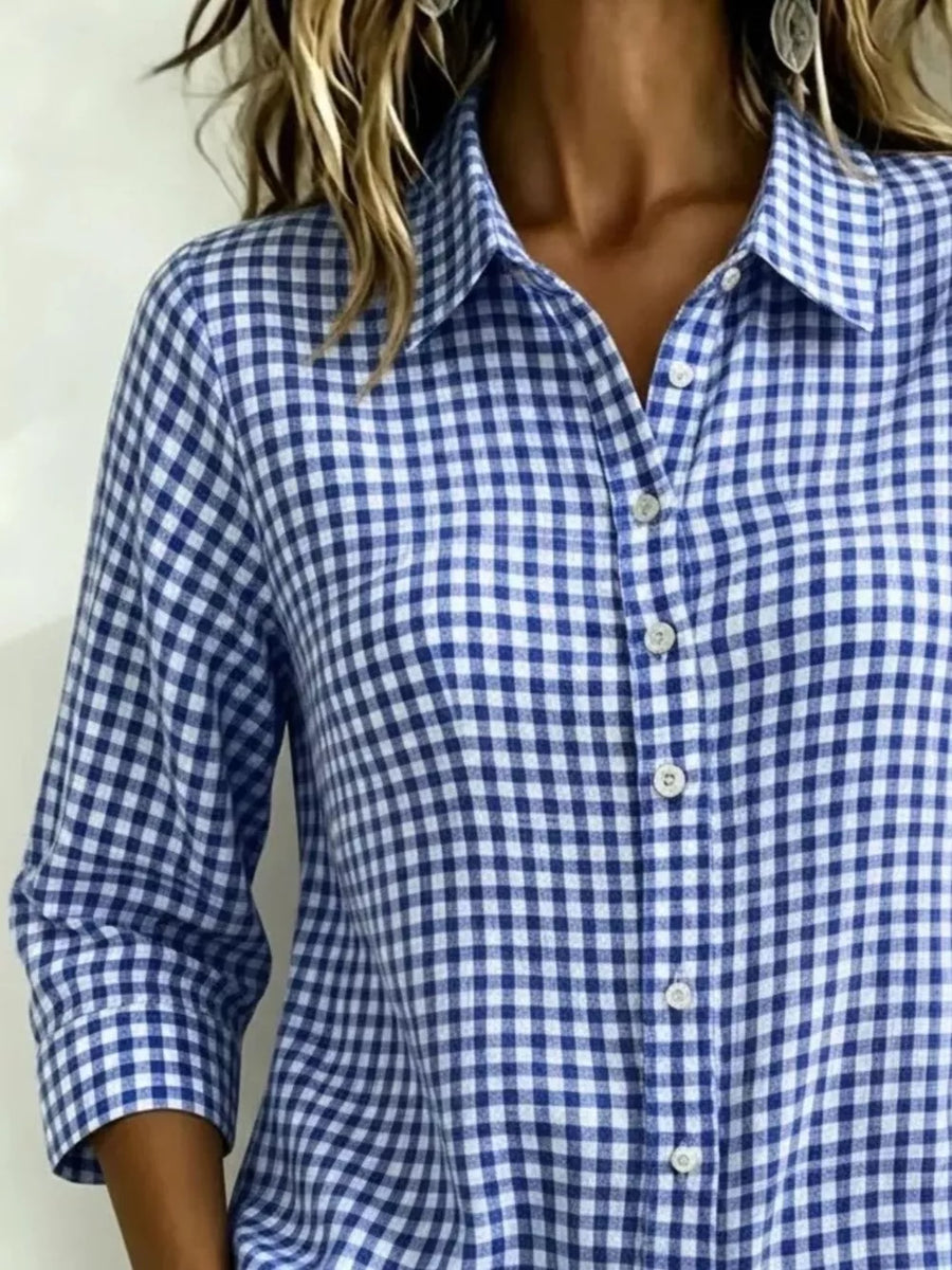 Green Full Size Plaid Collared Button Up Shirt