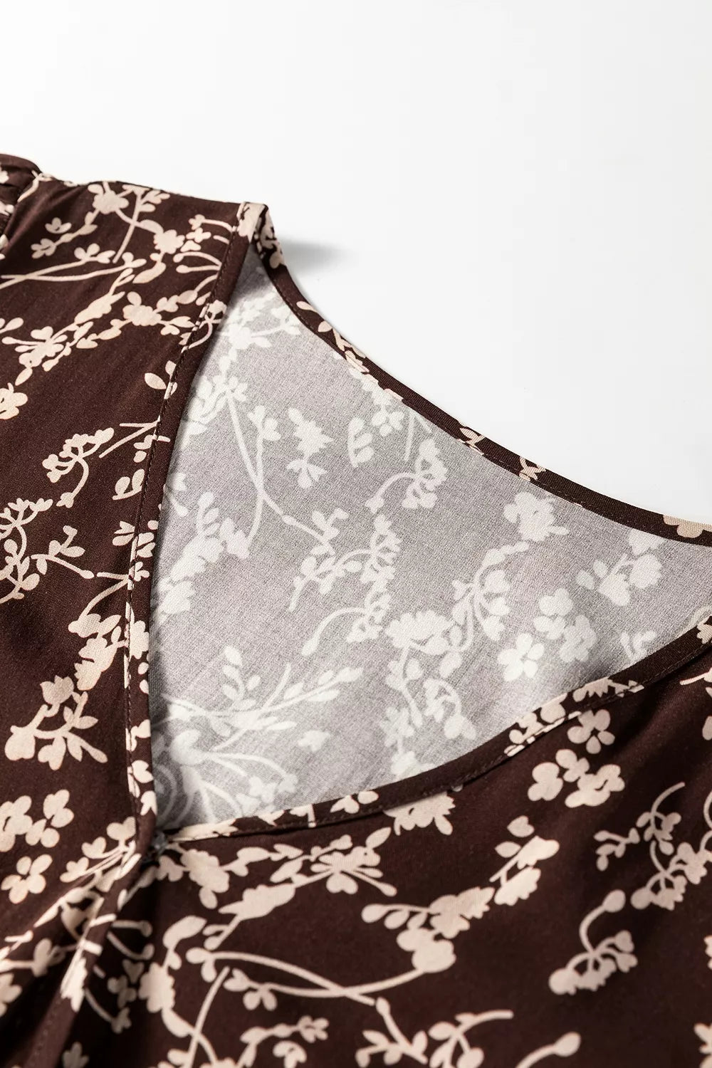 Ditsy Floral Print Split Neck Mini Dress option 9