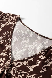 Ditsy Floral Print Split Neck Mini Dress option 9