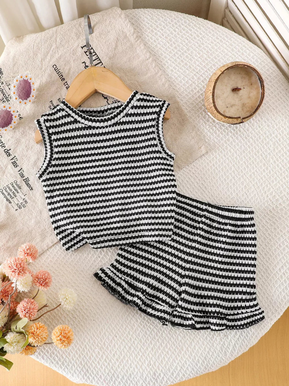 Black Children S Striped Tank And Shorts Set