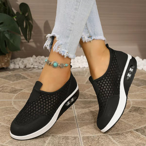 Grey with Round Toe Mesh Sneakers