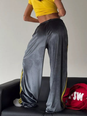Green with Velvet Wide-leg Pants