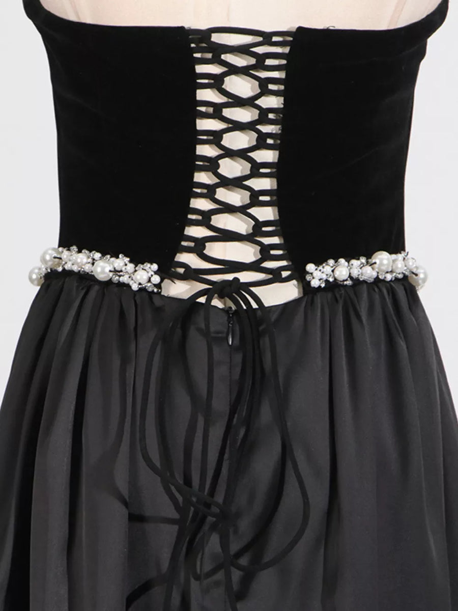 Lace Up Back Tube Maxi Dress option 6