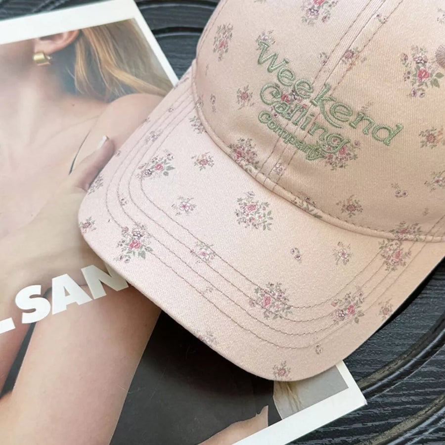 Beige with Floral Print Baseball Cap