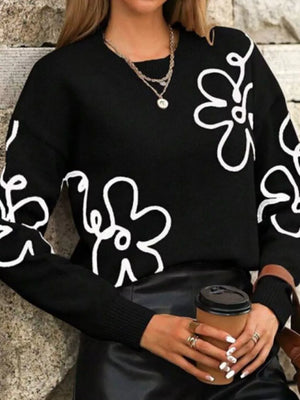Black pullover sweater with hip-length and pullover