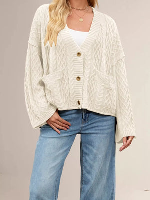 Khaki Color cardigan with buttoned and long sleeve