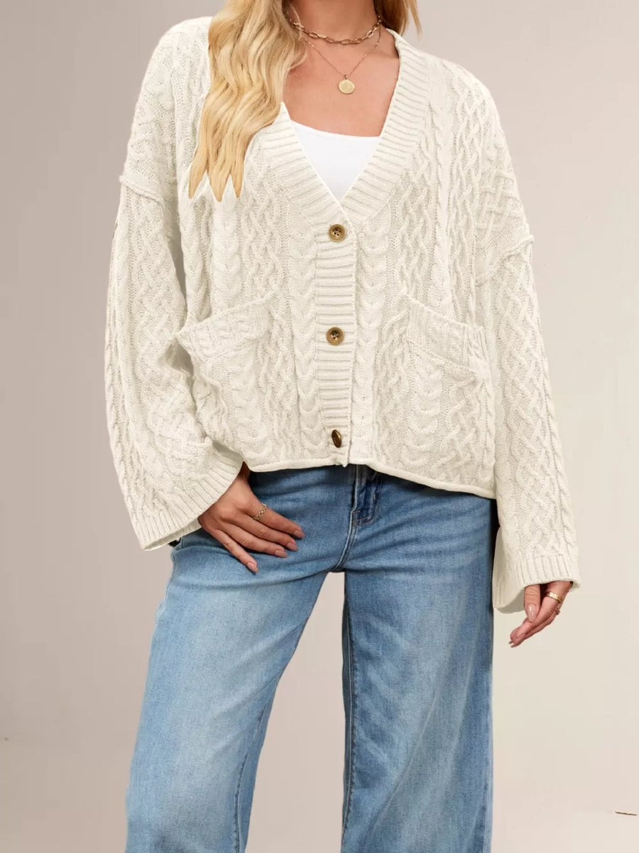 Khaki Color cardigan with buttoned and long sleeve