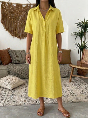 Light Blue relaxed shirt dress with collared
