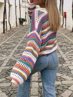 Striped Crochet Knit Cardigan option 4