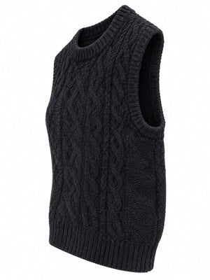 Cable-Knit Sweater Vest in Gray with cable-knit