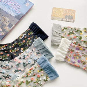 socks featuring ditsy floral in lavender with cotton Imported Size &amp texture