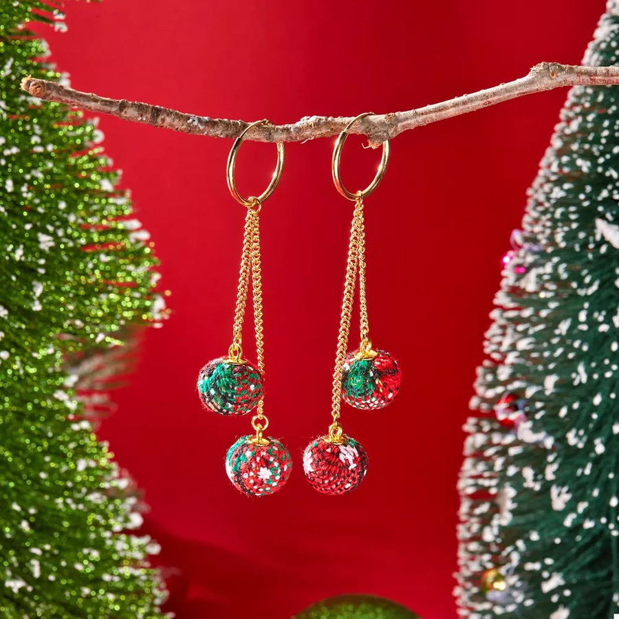 Dark Green earrings with long and hoop