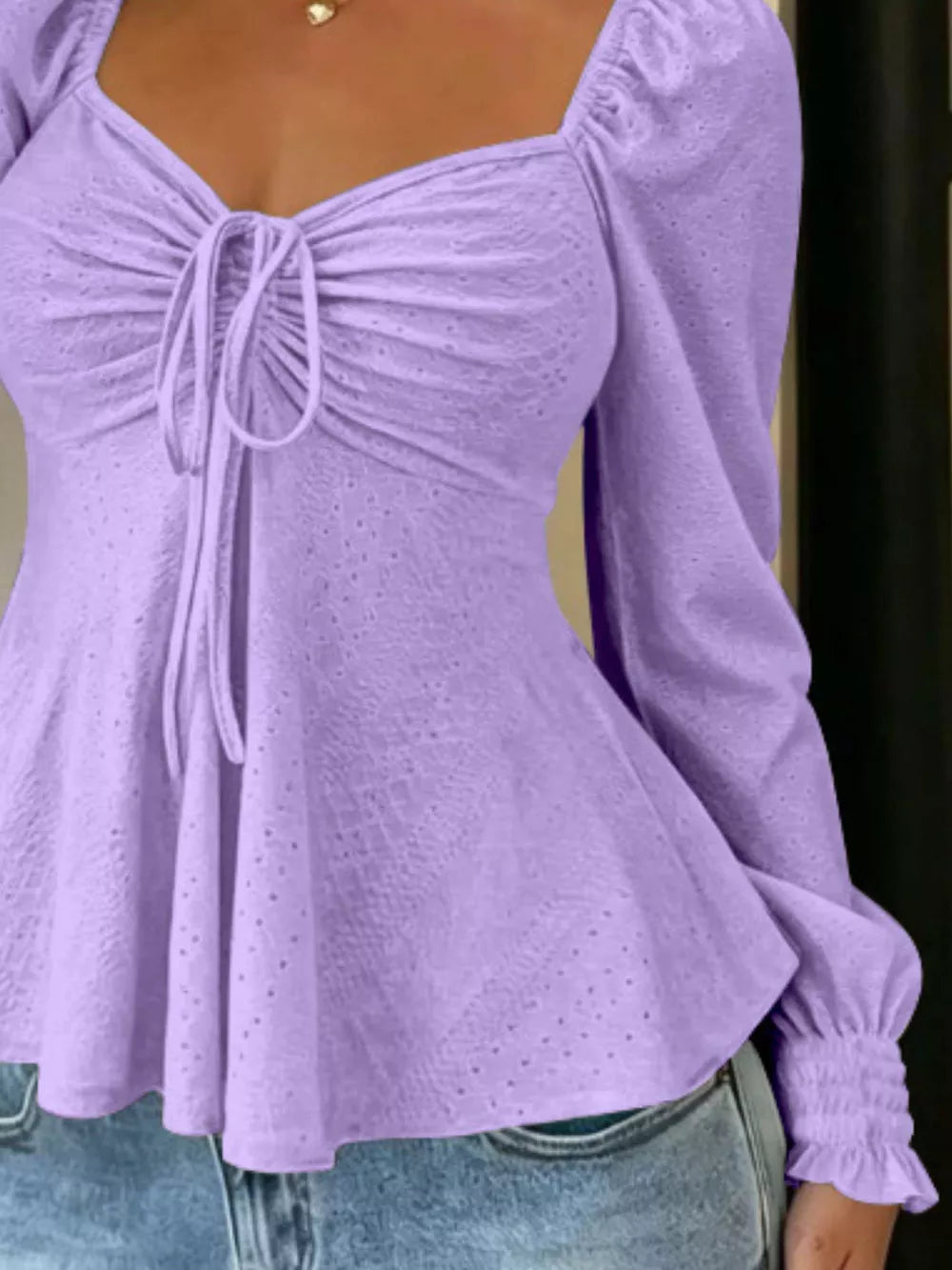 romantic peplum top in Burgundy with sweetheart