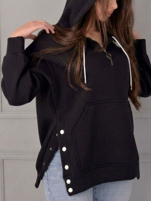 forest green hoodie with quarter-zip and long sleeve