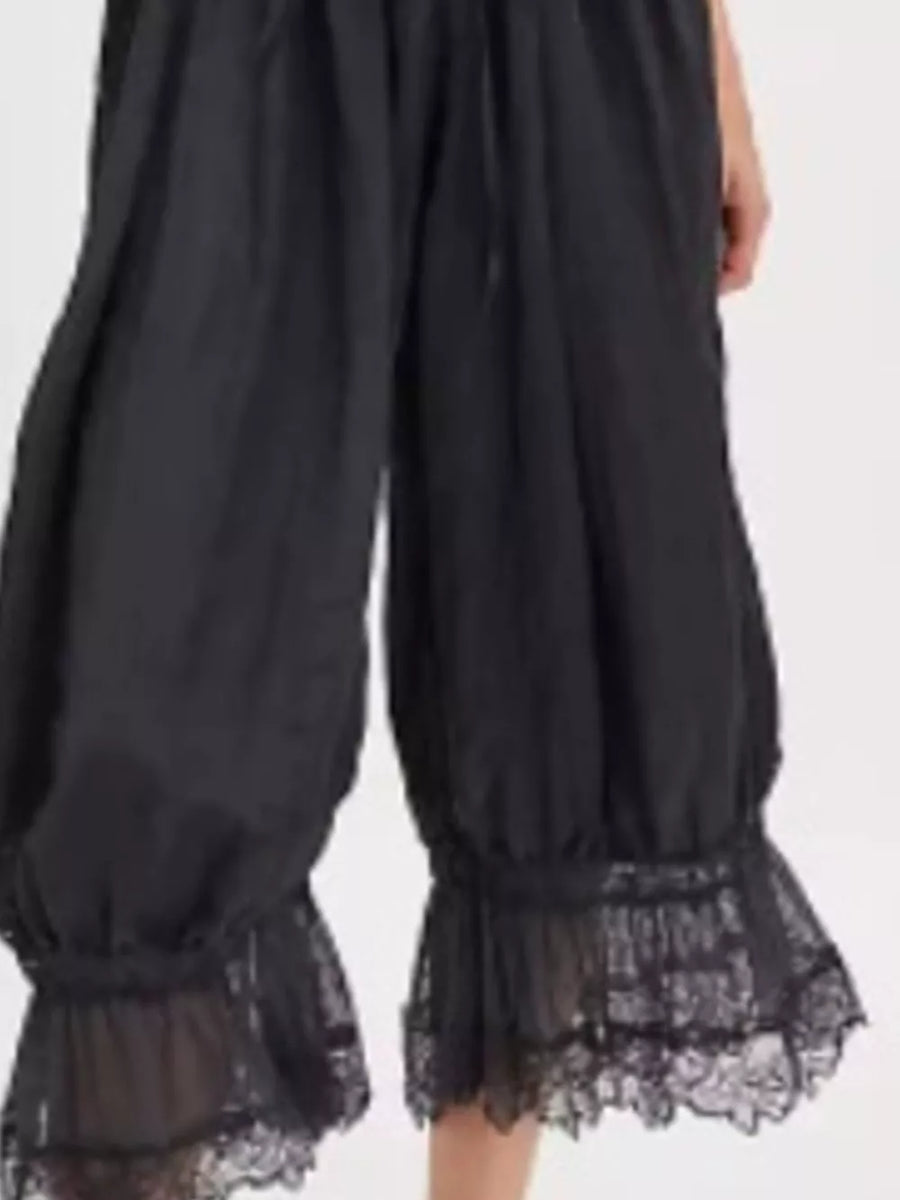 Pink lounge pants with ankle-length and drawstring