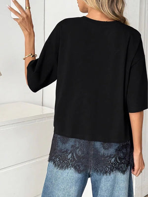 black t-shirt with hip-length and pullover