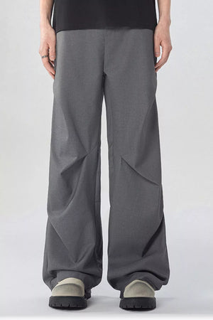 Men's gray wide-leg sweatpants with pockets and a relaxed fit.