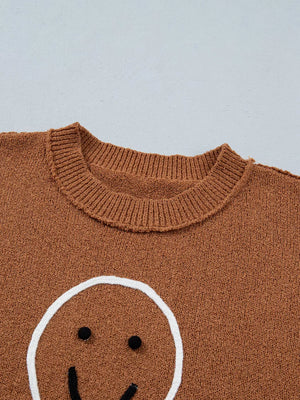 pullover sweater featuring graphic-print in Caramel with 100% polyester Care instructions: Machine wash cold texture