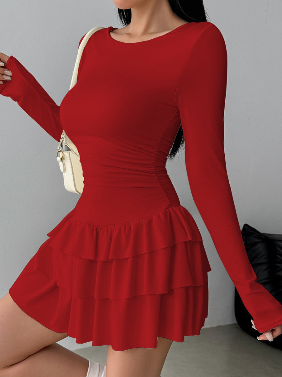 Coffee mini dress with mini and pullover