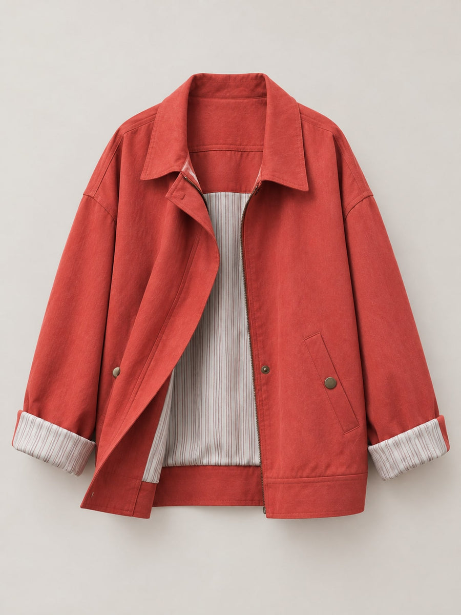 modern jacket in rust with collared